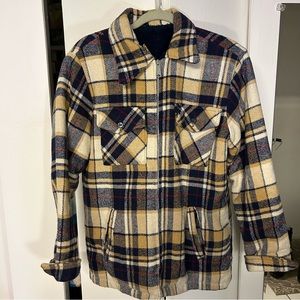 Cream & Navy plaid vintage wool jacket